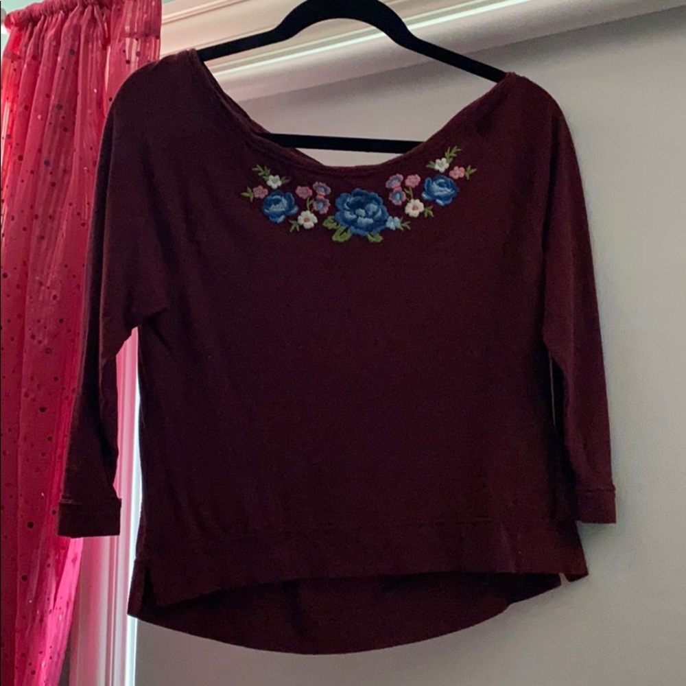 Maroon and Flora Abercrombie Kids Shirt
